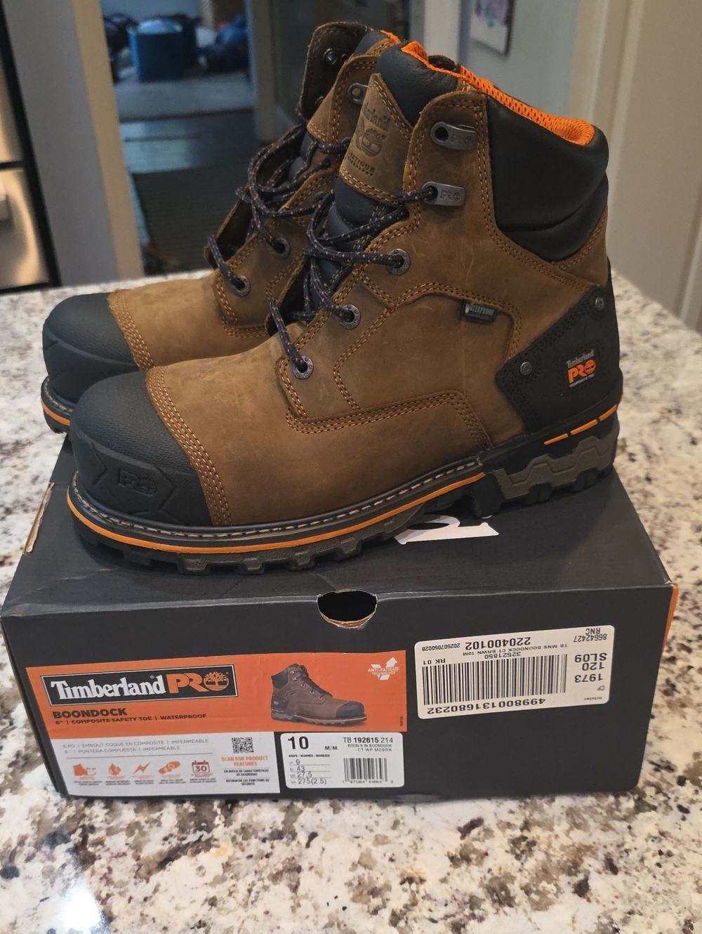 Timberland PRO Brown Work Boots with Orange Accents